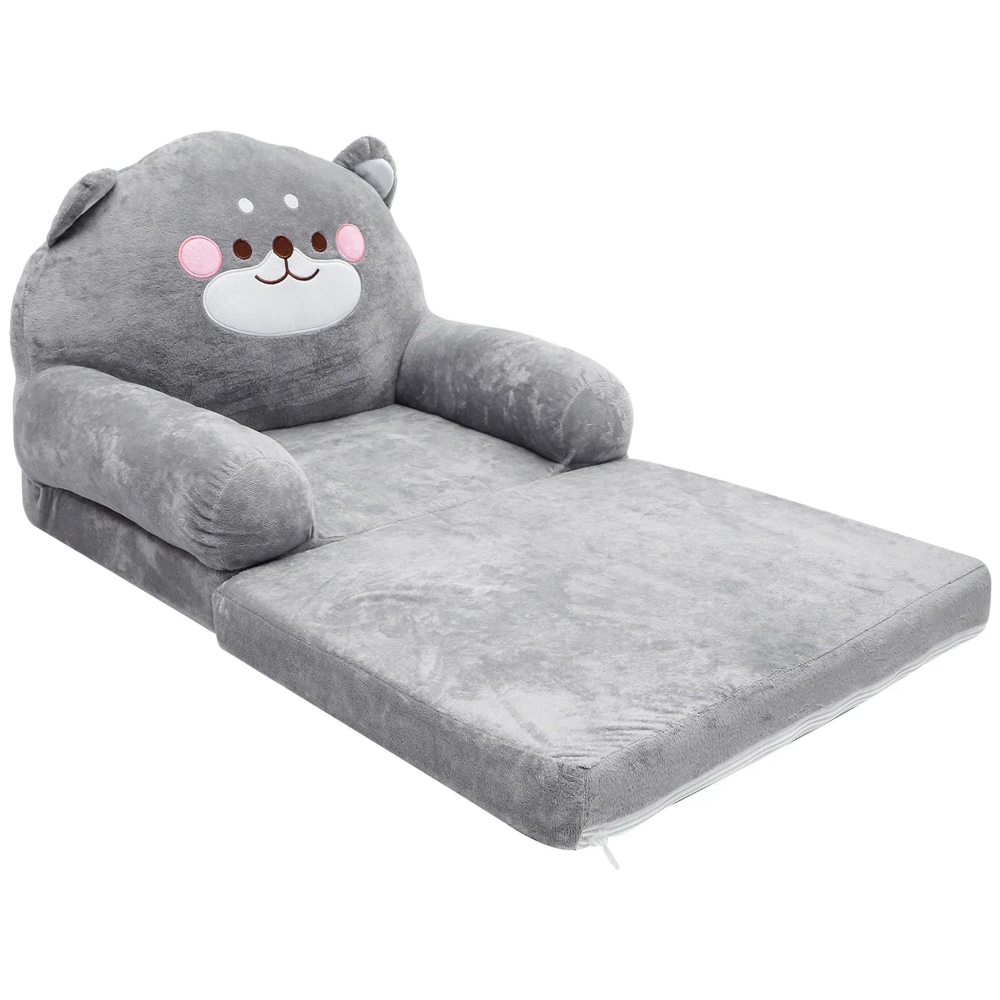Soft grey elephant design toddler seat, folding mini armchair for children's furniture decor