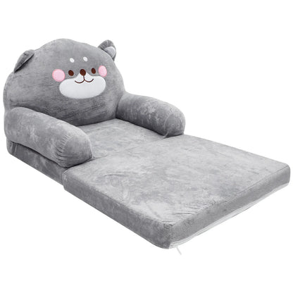 Soft grey elephant design toddler seat, folding mini armchair for children's furniture decor