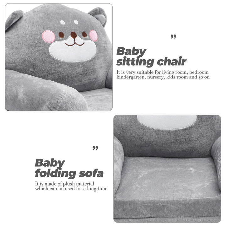 Close-up of a cute elephant plush kids sofa, a cozy baby armchair for small spaces