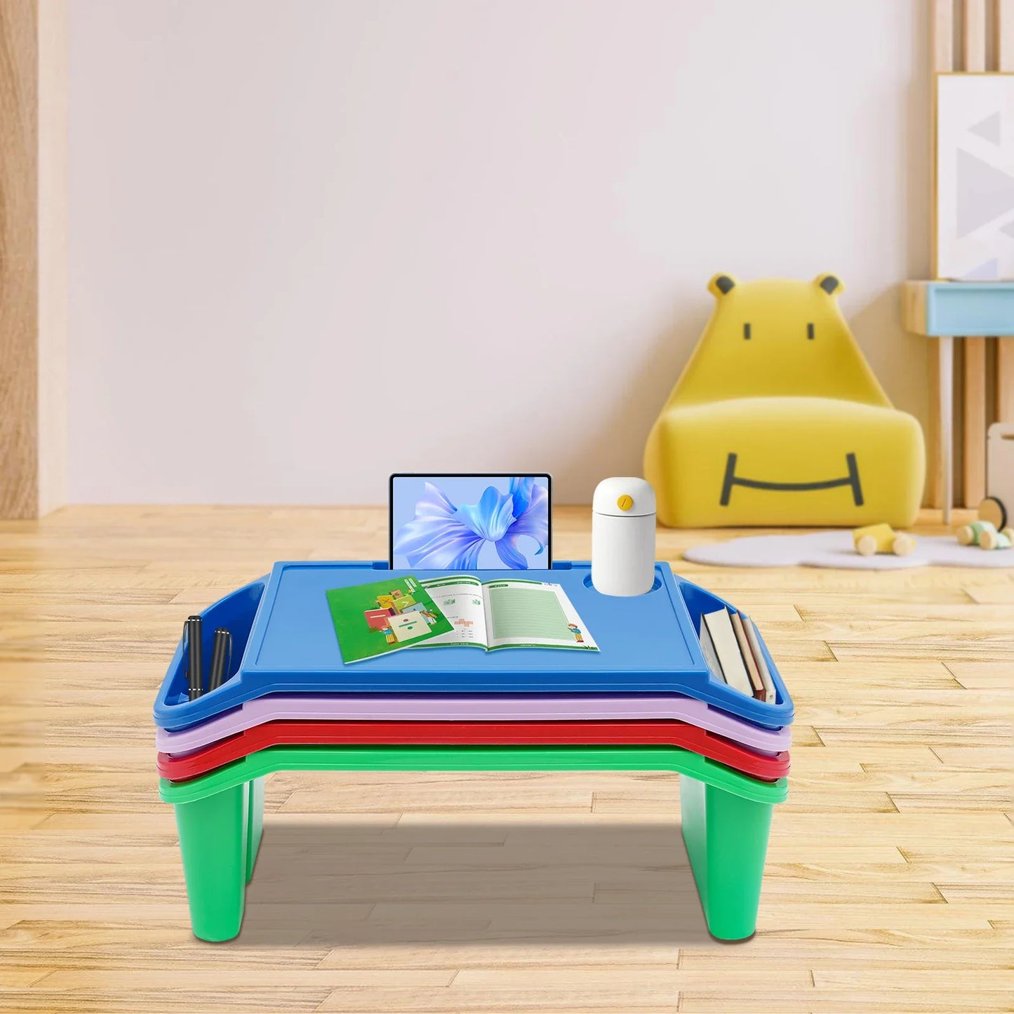 Durable children's study desk and activity tray, ideal for arts, crafts, and snacks.
