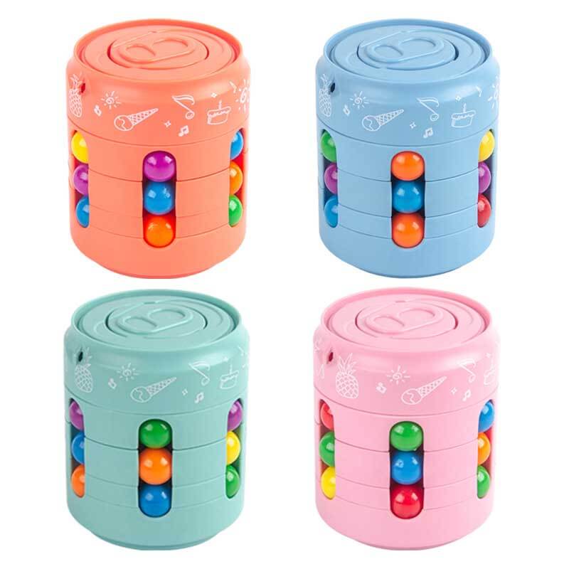 Four colorful magic can cube puzzles, classic brain teaser activity toys for all ages
