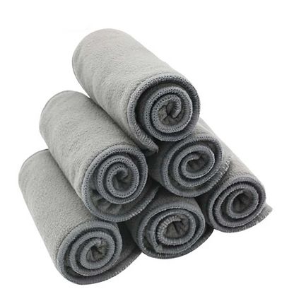 Soft, dark grey charcoal bamboo nappy insert, an essential for eco-friendly baby care