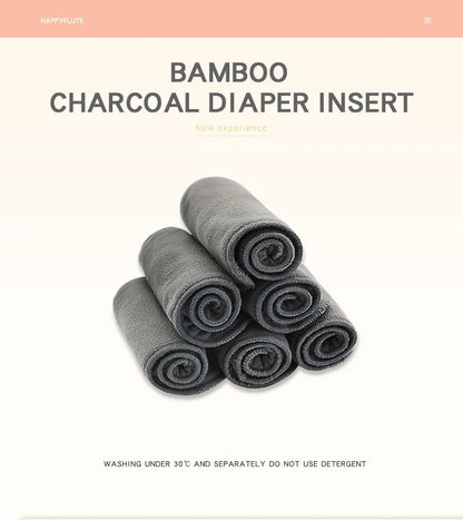 Four-layer charcoal bamboo insert for reusable diapers, ideal for baby essentials and absorbency