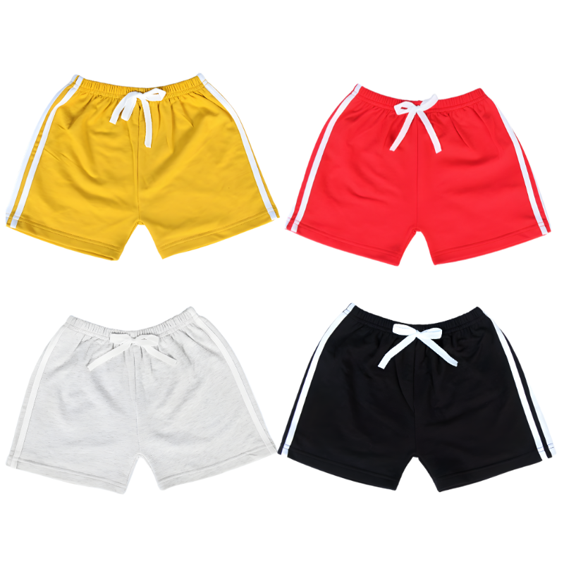 Durable kids' polyester summer play shorts 4-pack, designed for active children's casualwear.