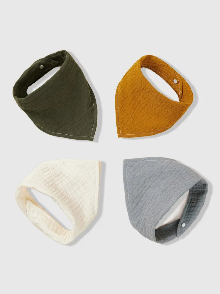 Four-pack organic cotton bandana bibs for baby, super absorbent drool protection