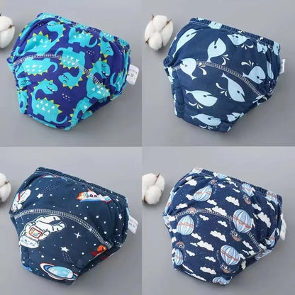Four reusable baby training pants, waterproof cotton for toddler potty training, various colors