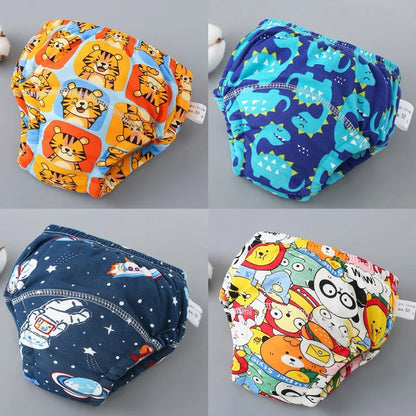 Eco-friendly reusable diaper alternatives: four waterproof cotton training pants for toddlers
