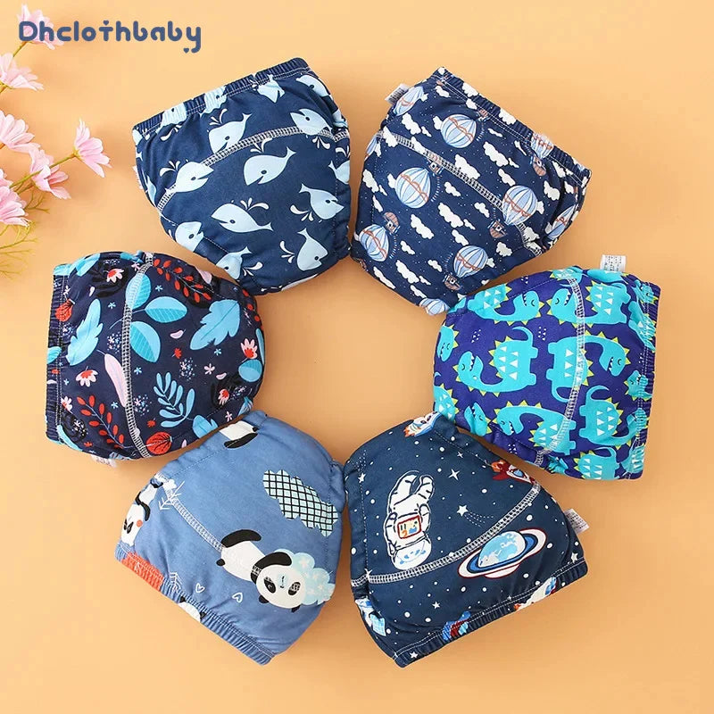 Close-up of a blue reusable baby training pant, waterproof cotton for effective potty training