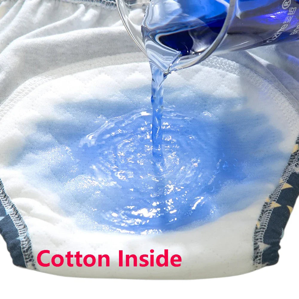 Green reusable training pants for toddlers, cotton, waterproof, ideal for potty training boys