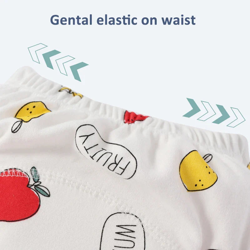 Set of four waterproof cotton toddler training pants, perfect for eco-friendly potty training