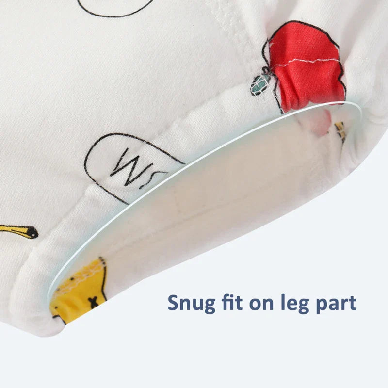 Absorbent reusable baby training pants, cotton, waterproof, featuring cute animal designs