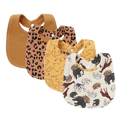 Eco-friendly baby drool bibs, 4-pack, made of gentle, absorbent cotton for sensitive baby skin