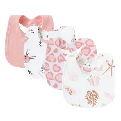 Newborn baby bibs set in soft cotton, designed for comfort and protection against drooling and spills.
