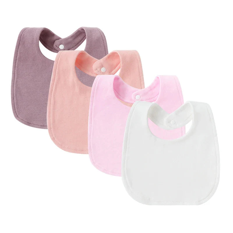 Toddler drool bibs for boys and girls, soft cotton material in a convenient four-pack.