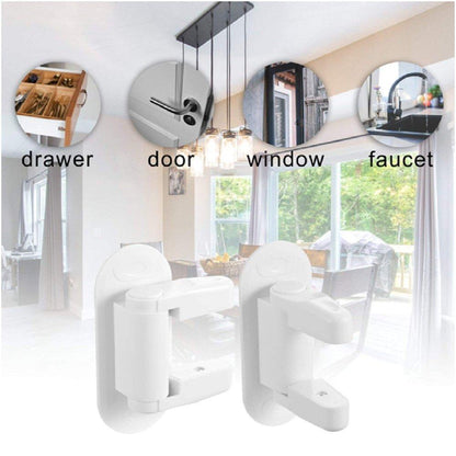 Toddler safety door lever locks 4-pack for home protection, white plastic design