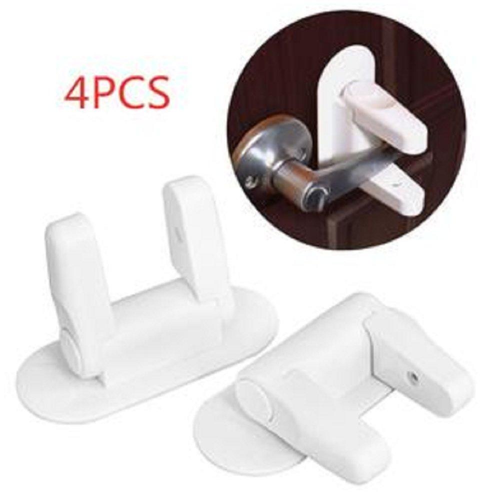 Child proofing door lever lock set of four to secure doors from babies and pets