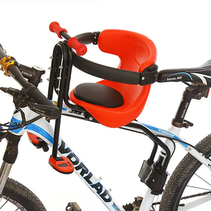 Mountain bike child carrier, front-mounted design for children 8 months to 4 years, durable construction