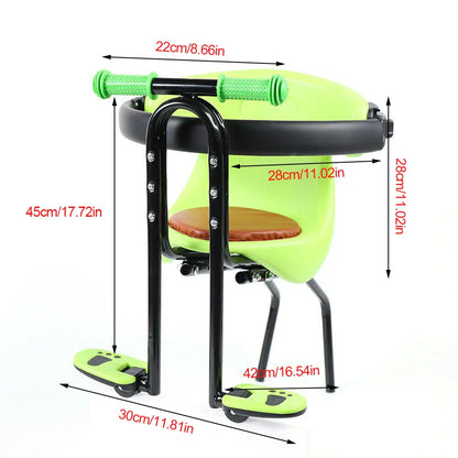 Front-facing child bike seat accessory for mountain bikes, offering stability and outdoor fun