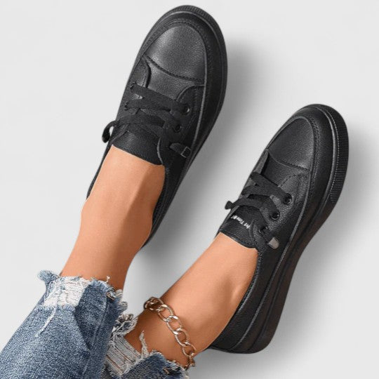 Interior shot: cushioned insole & advanced arch support in women's lightweight orthopedic walking shoes for comfort.