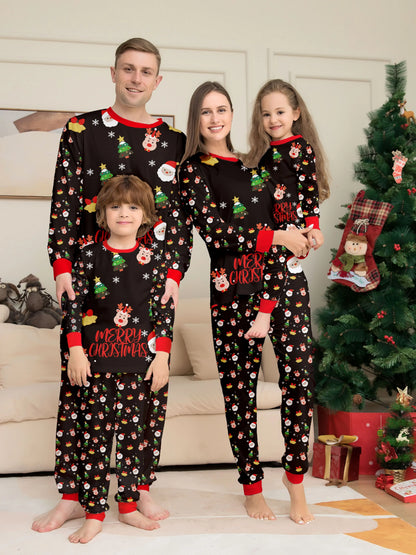 Close-up of soft cotton family matching pajamas with a cheerful Christmas pattern, ideal for holiday sleepwear