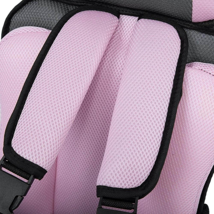 Side view of a multi-stage car seat, offering child safety from infant to booster.