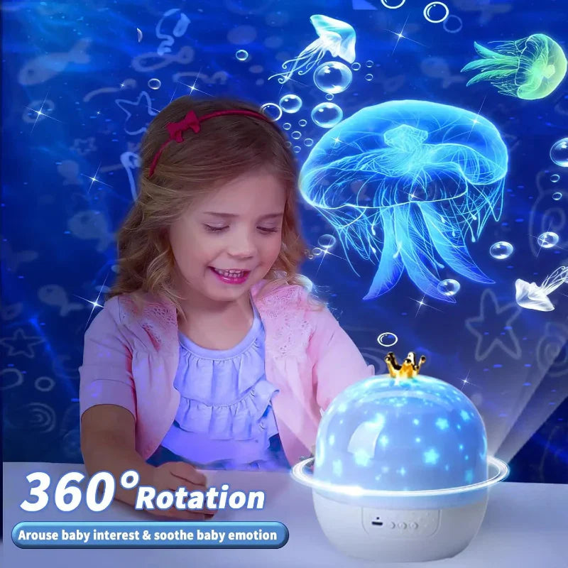 Starry sky galaxy projector, perfect for bedroom decor, casting a calming universe on walls and ceiling.