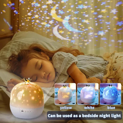 Cosmoglow galaxy projector with rotating starry sky, ideal for stress relief and a peaceful ambiance.