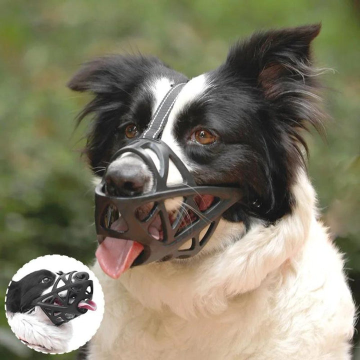 Durable pet safety muzzle for medium dogs, promoting good behavior & preventing aggression.