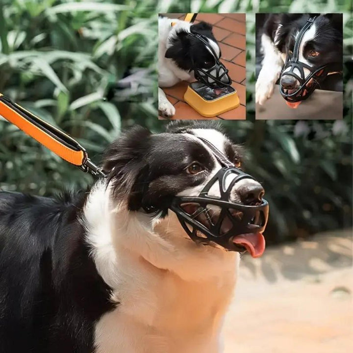 Adjustable dog training muzzle with soft padding, ensuring a gentle, secure fit for all breeds.