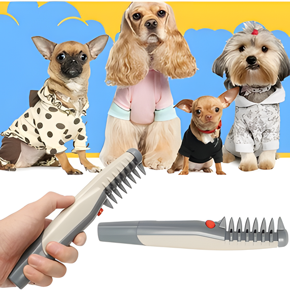 Pet grooming detangler brush for dogs & cats, easily removing tangles and loose fur, promoting a healthy coat.