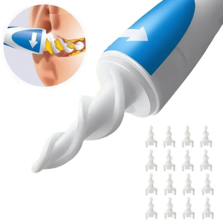 Gentle spiral earwax remover with soft silicone tips, ideal for baby ear cleaning