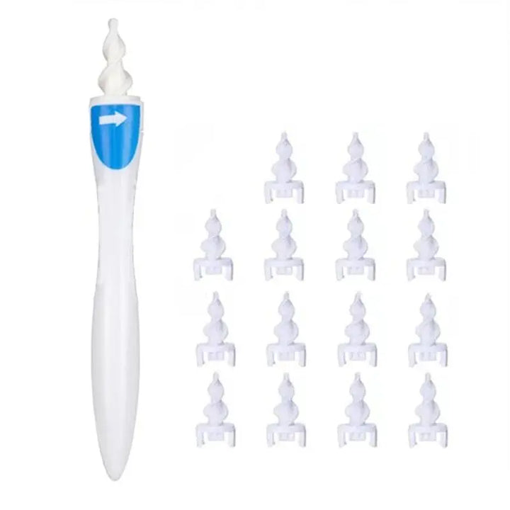 Set of spiral earwax removers in various colors, all with soft silicone