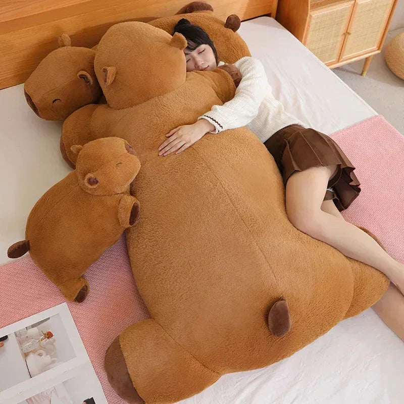 Delightful capybara plushie, an extra large comfort toy for kids & adults. Soft animal gift.