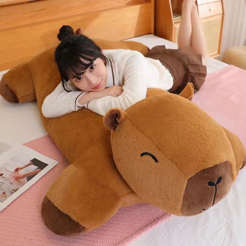 Oversized capybara soft toy, perfect animal plushie for relaxation & support. Great gift.