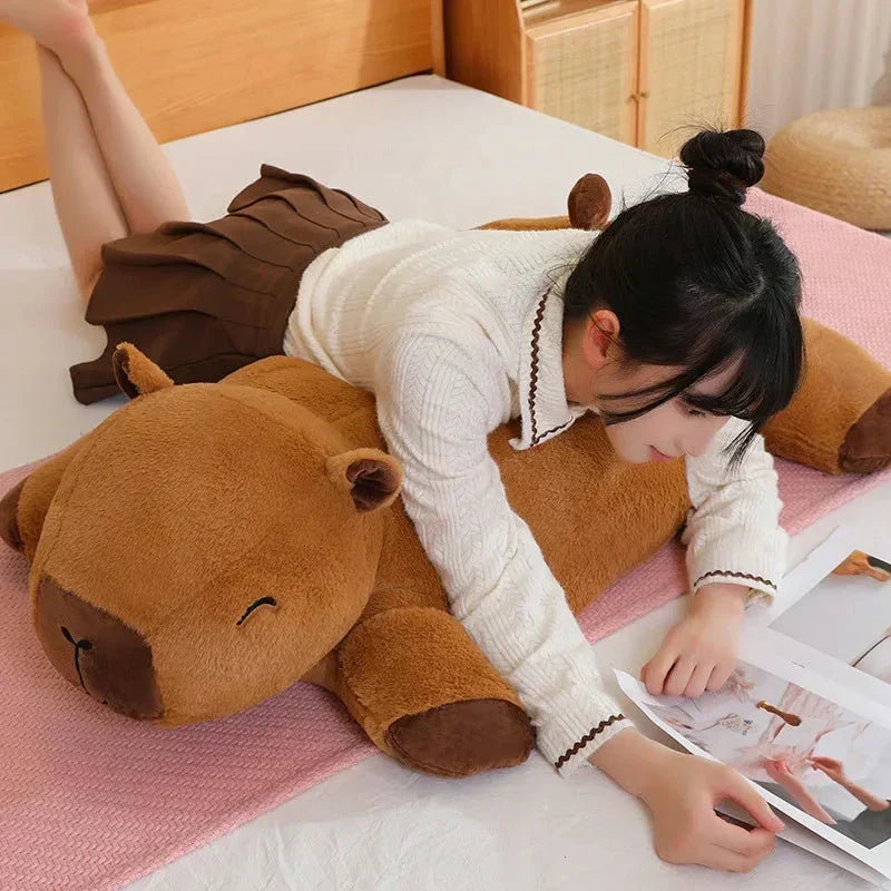 Cute giant capybara plushie, ideal soft toy for kids & adults. Cuddle pillow for ultimate comfort.