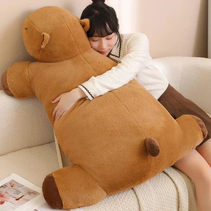 Large capybara animal plush for support & snuggles. Soft comfort toy, great for stress relief.