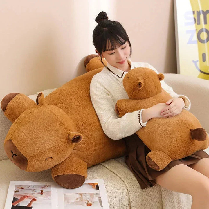 Jumbo capybara plush toy, a cozy cuddle pillow for all ages. Perfect animal toy gift.