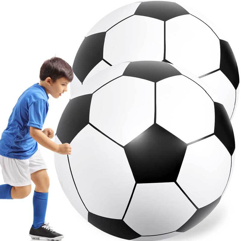 Giant inflatable outdoor soccer ball, black and white, perfect for kids and adults beach fun