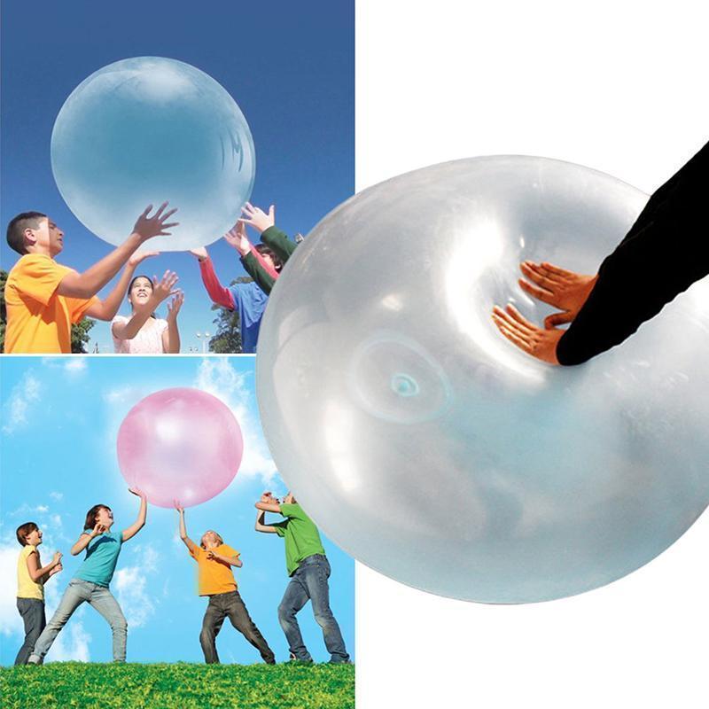 Durable, tear-resistant giant bubble ball, ideal for active outdoor play and family fun.