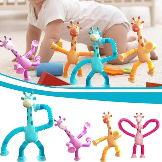Giraffe extendable fidget tube, a fun sensory toy for kids' stress relief and play.