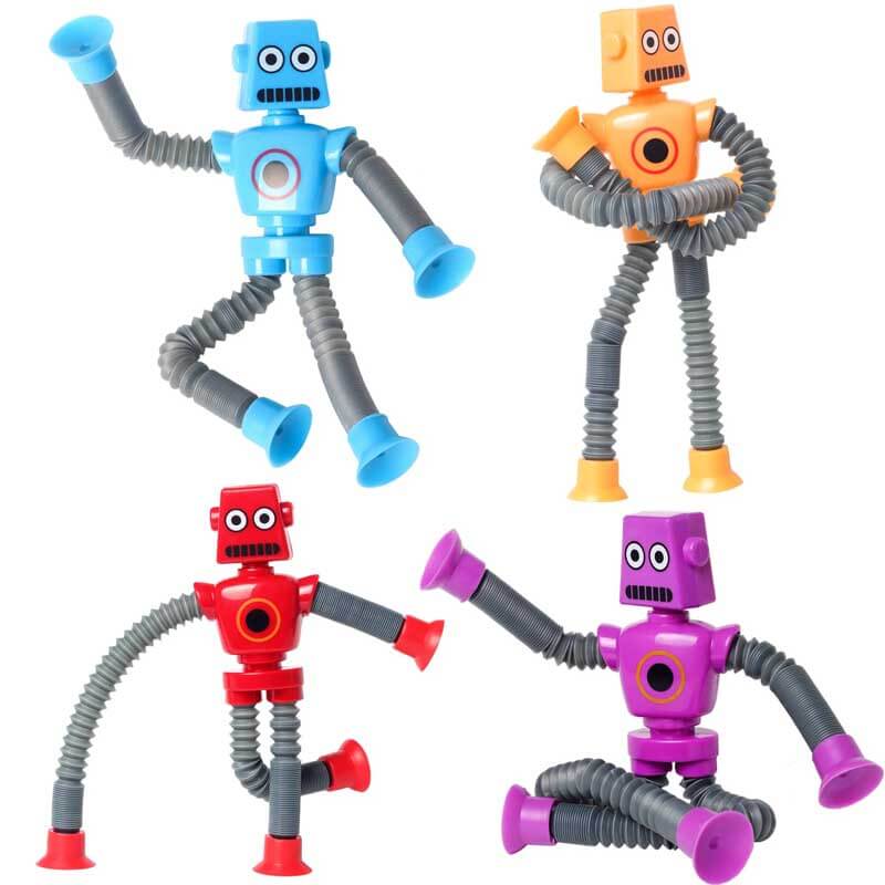 Robot and giraffe extendable fidget tubes, durable sensory toys for hours of entertainment.