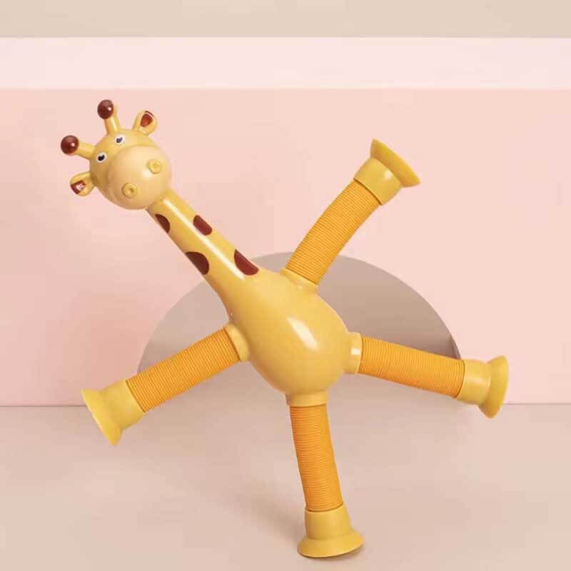 Kids' extendable animal fidget tubes in various colors, perfect sensory toys for play.