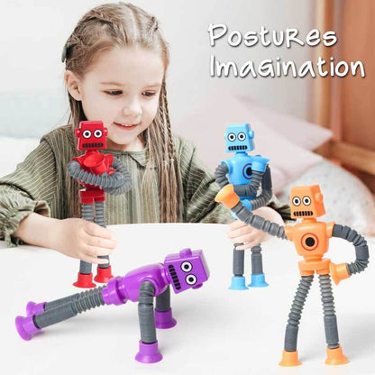 Hands extending and retracting an animal fidget tube, demonstrating its interactive use.