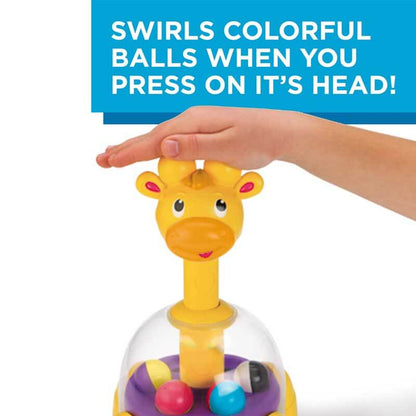 Unisex giraffe spinning activity toy, engaging babies with colorful balls and movement