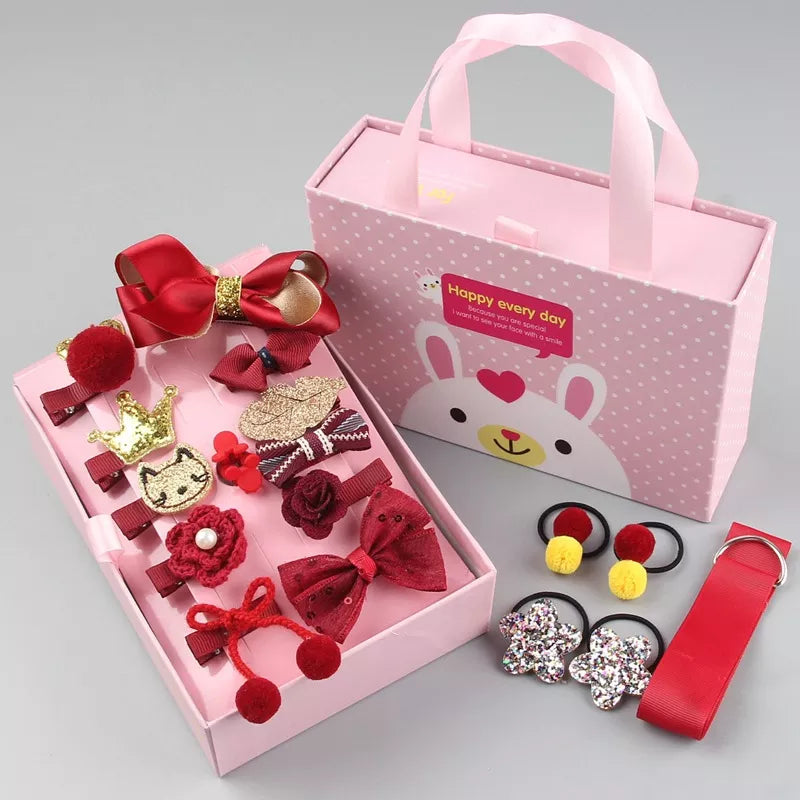 Infant headwear set: 18 adorable princess elastic headbands with bows and flower embellishments