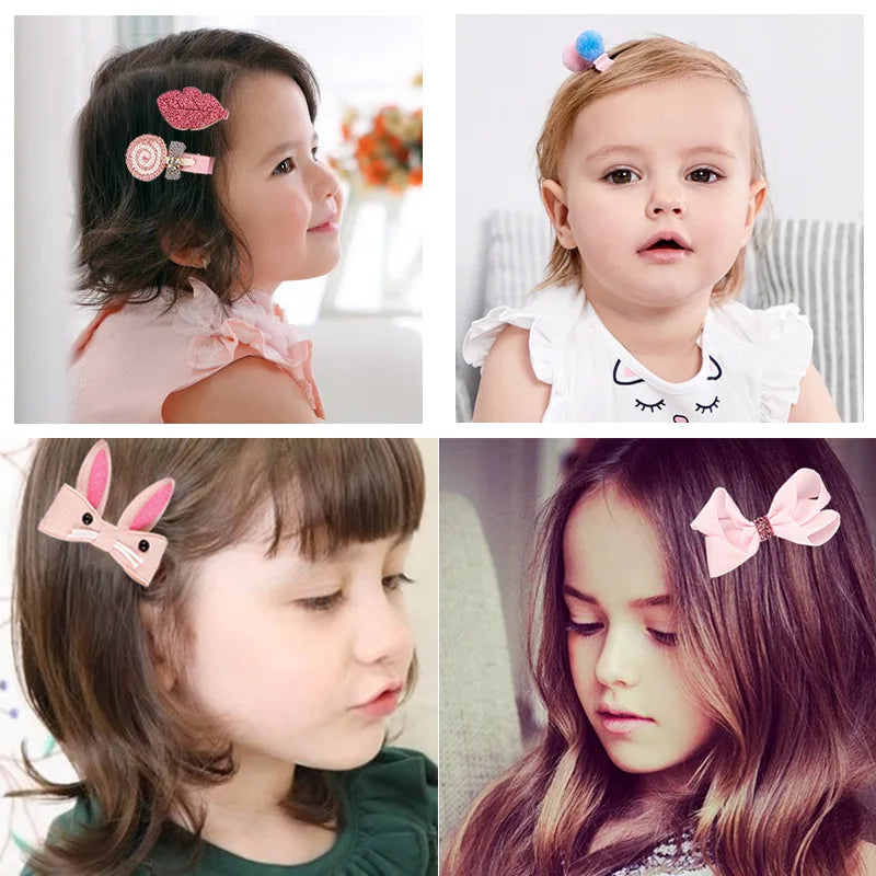 Assorted cute baby girl headbands, includes flower hair clips and bow hair accessories for infants