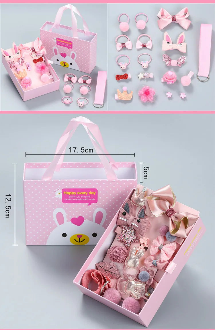 Girls' 18-piece accessory set: princess headbands with big bows and beautiful flower details