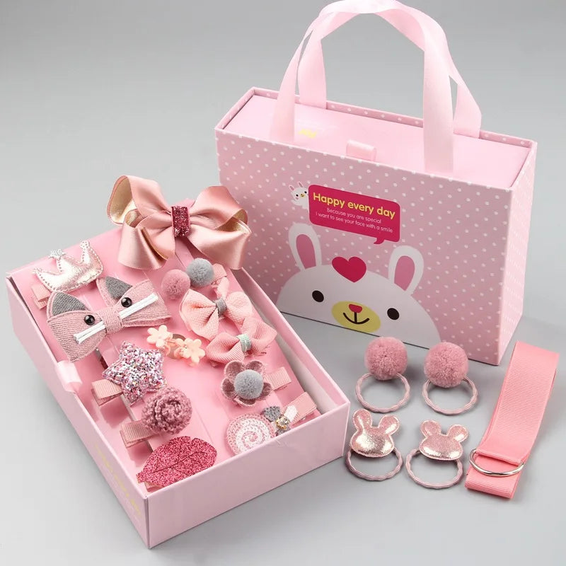 Girls' baby accessories - 18 princess headbands with decorative flowers and bow hair clips