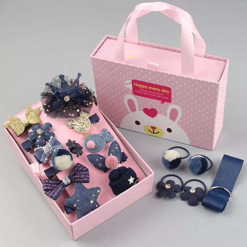 Princess-themed 18-piece headband set for baby girls, featuring assorted bows and flowers