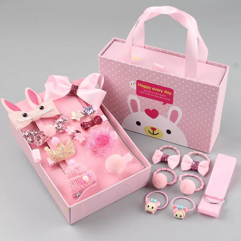 Baby hair bows and flower hair accessories, 18-piece set for infants and young girls